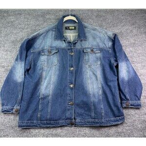 Suzanne Betro Denim Women’s 2X 3/4 Sleeve Blue Jean Jacket Button Front Pockets